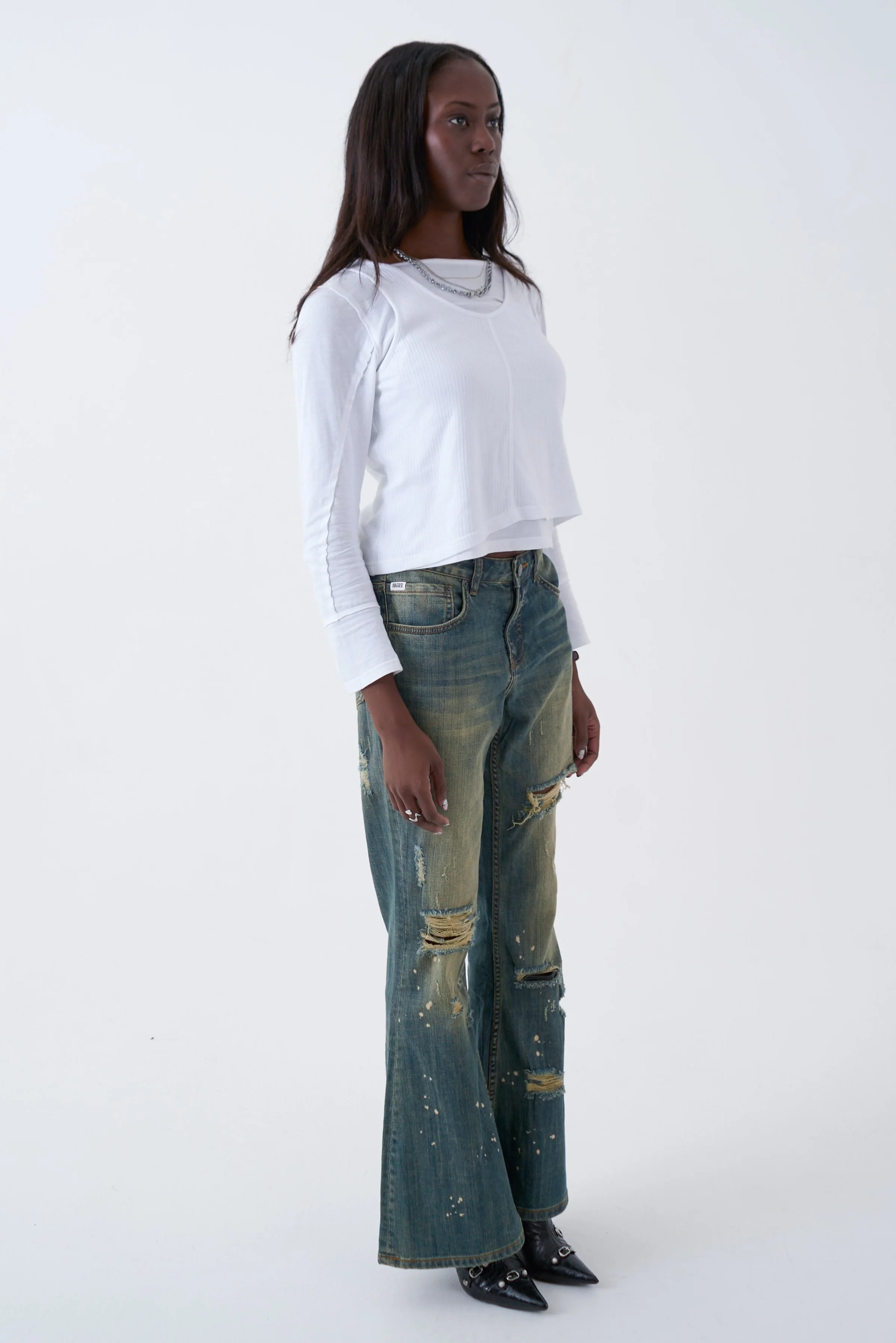 Alexa Distressed Bootcut Jeans - Image 4