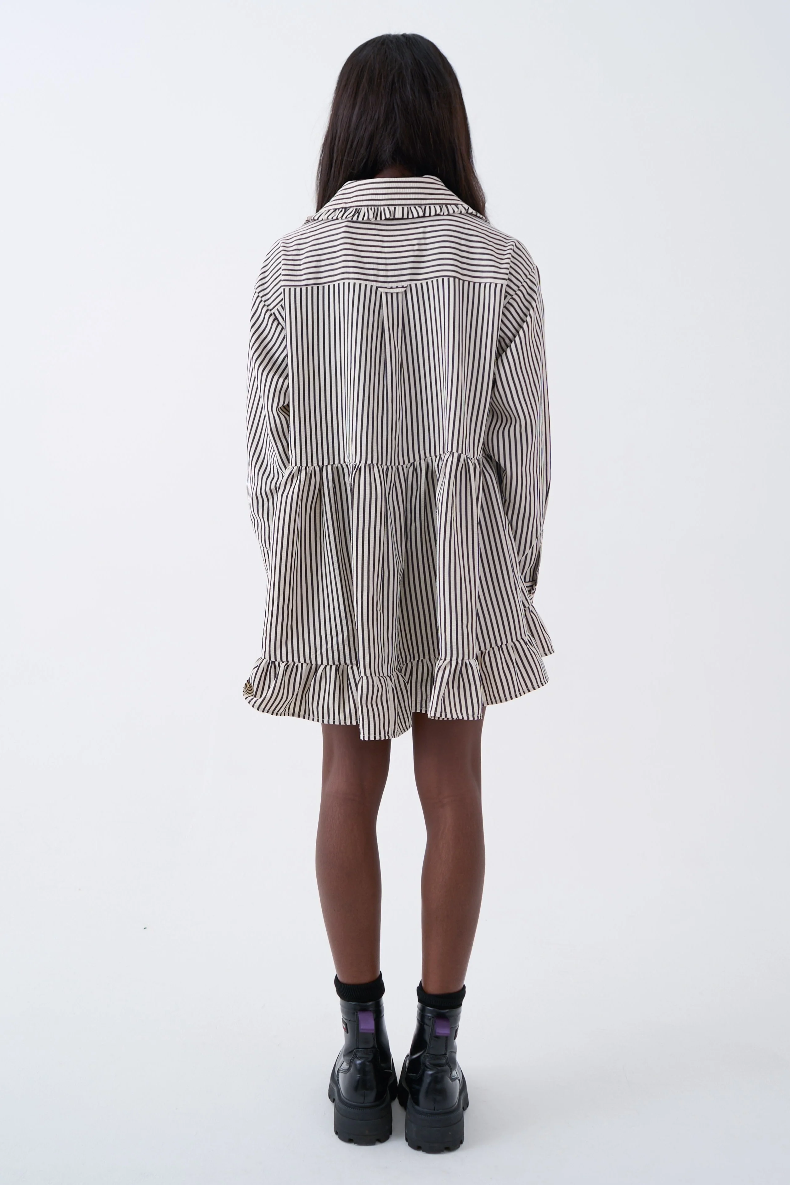 Charm Stripe Oversized Collar Mini Dress - Image 5