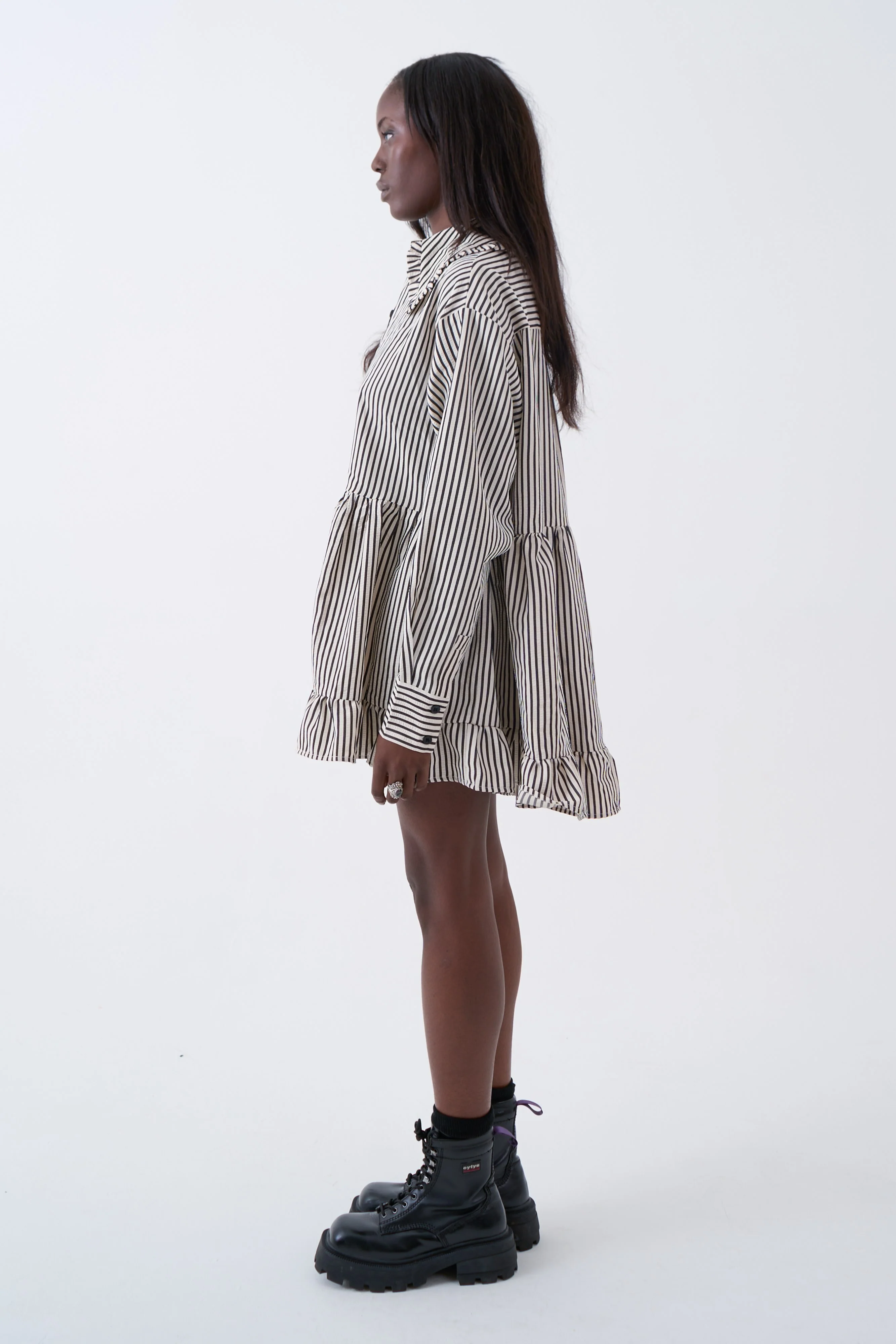Charm Stripe Oversized Collar Mini Dress - Image 6