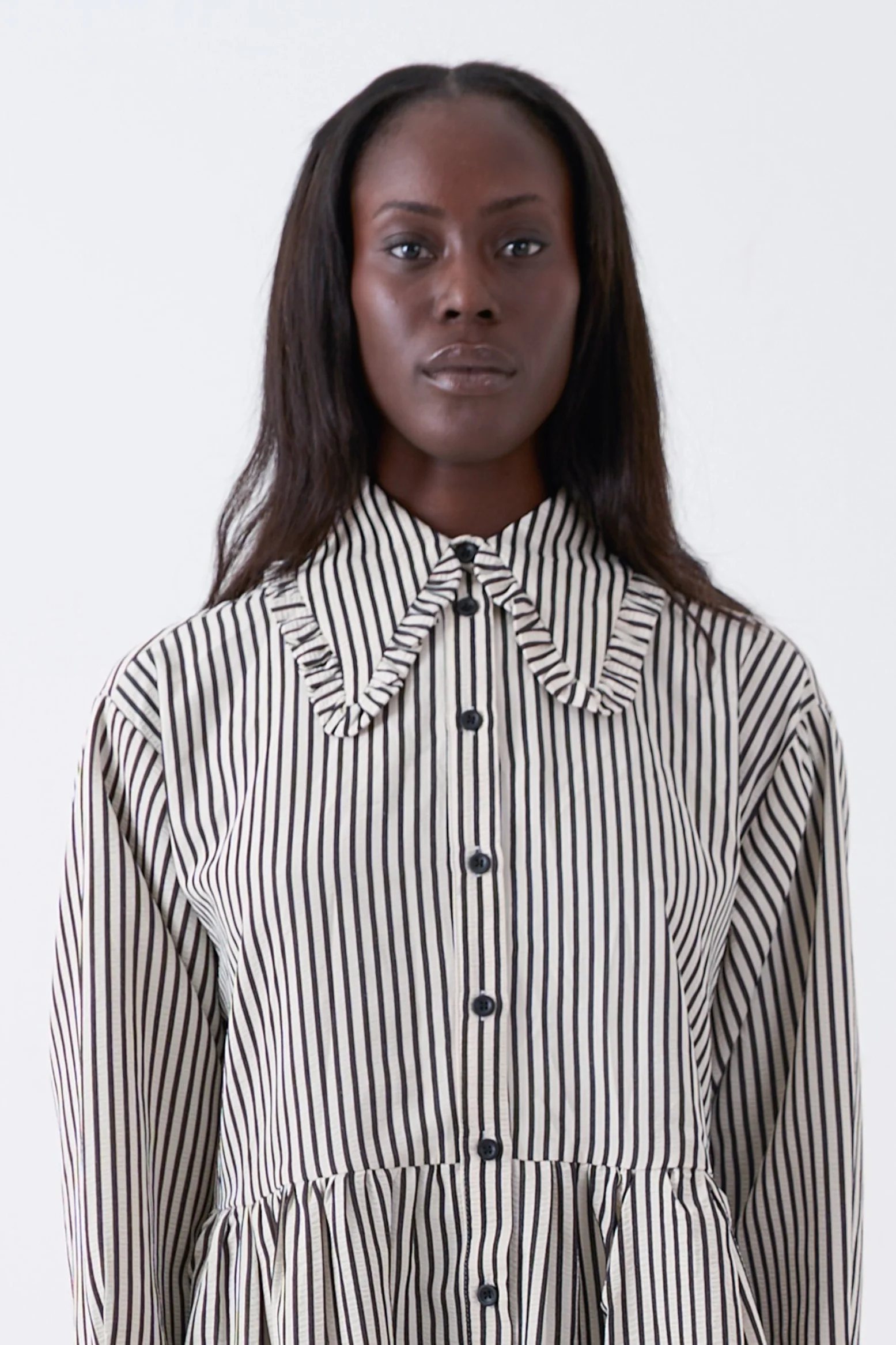 Charm Stripe Oversized Collar Mini Dress - Image 7