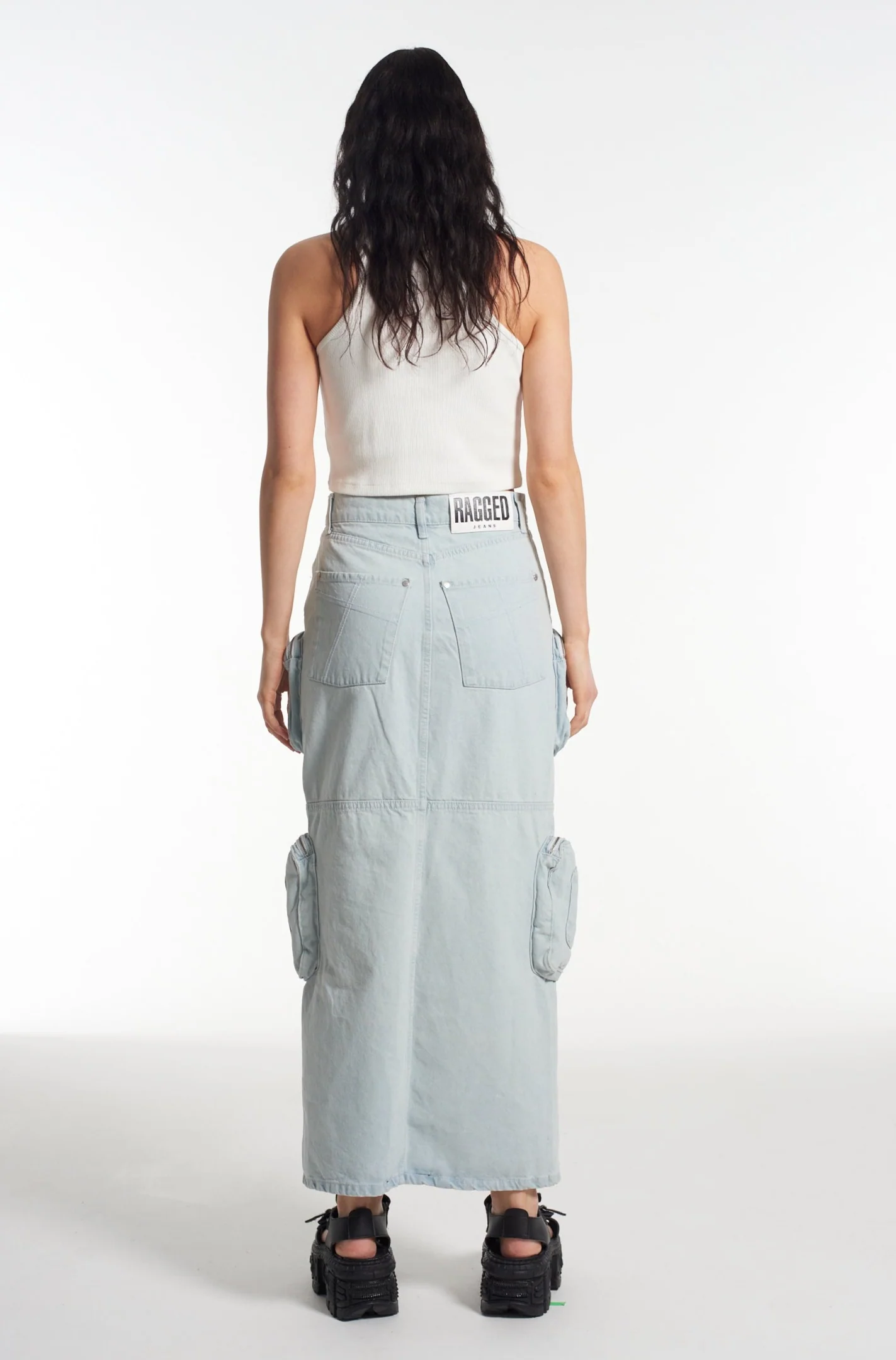 Zip Combat Maxi Skirt Stonewash - Image 6