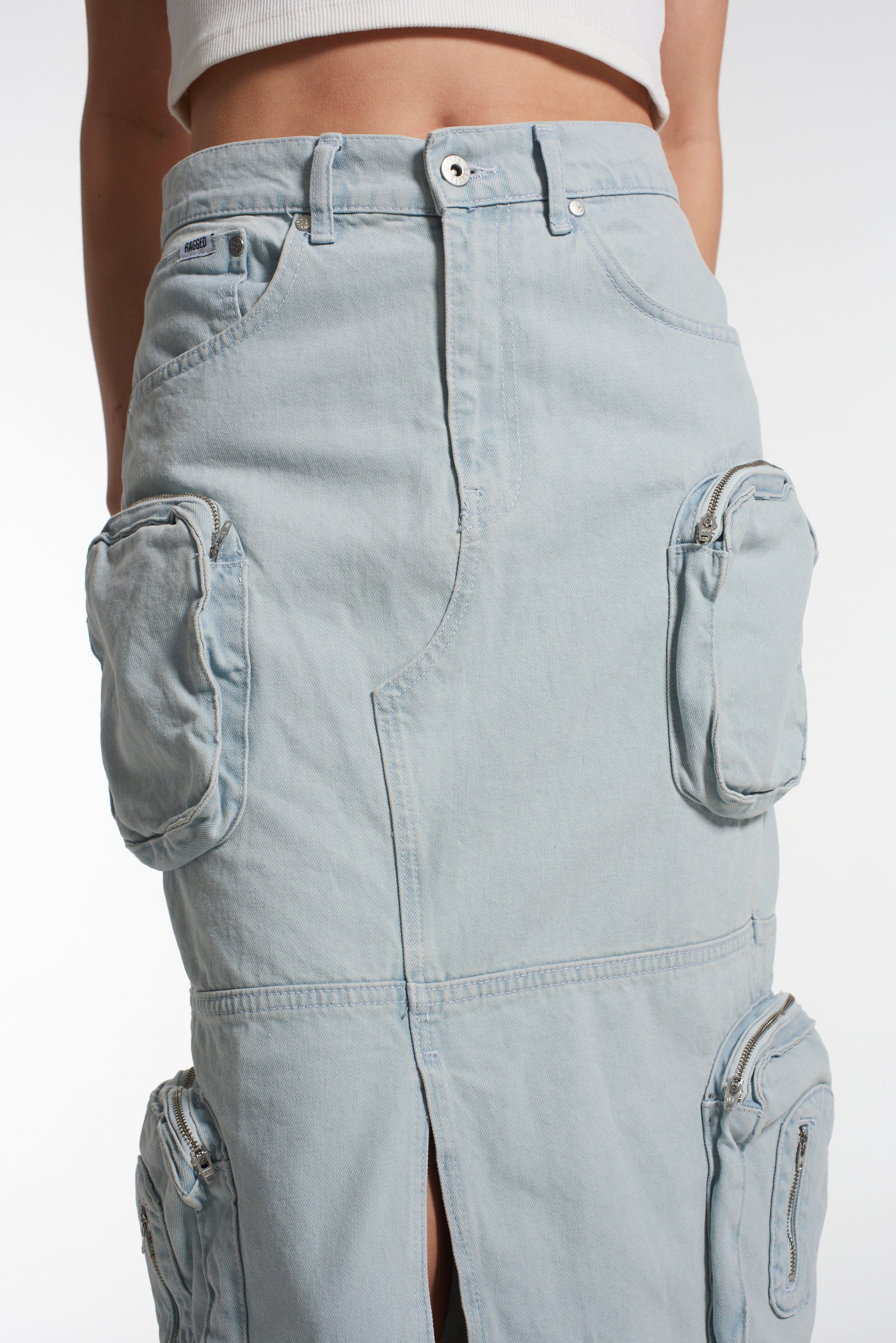 Zip Combat Maxi Skirt Stonewash - Image 9