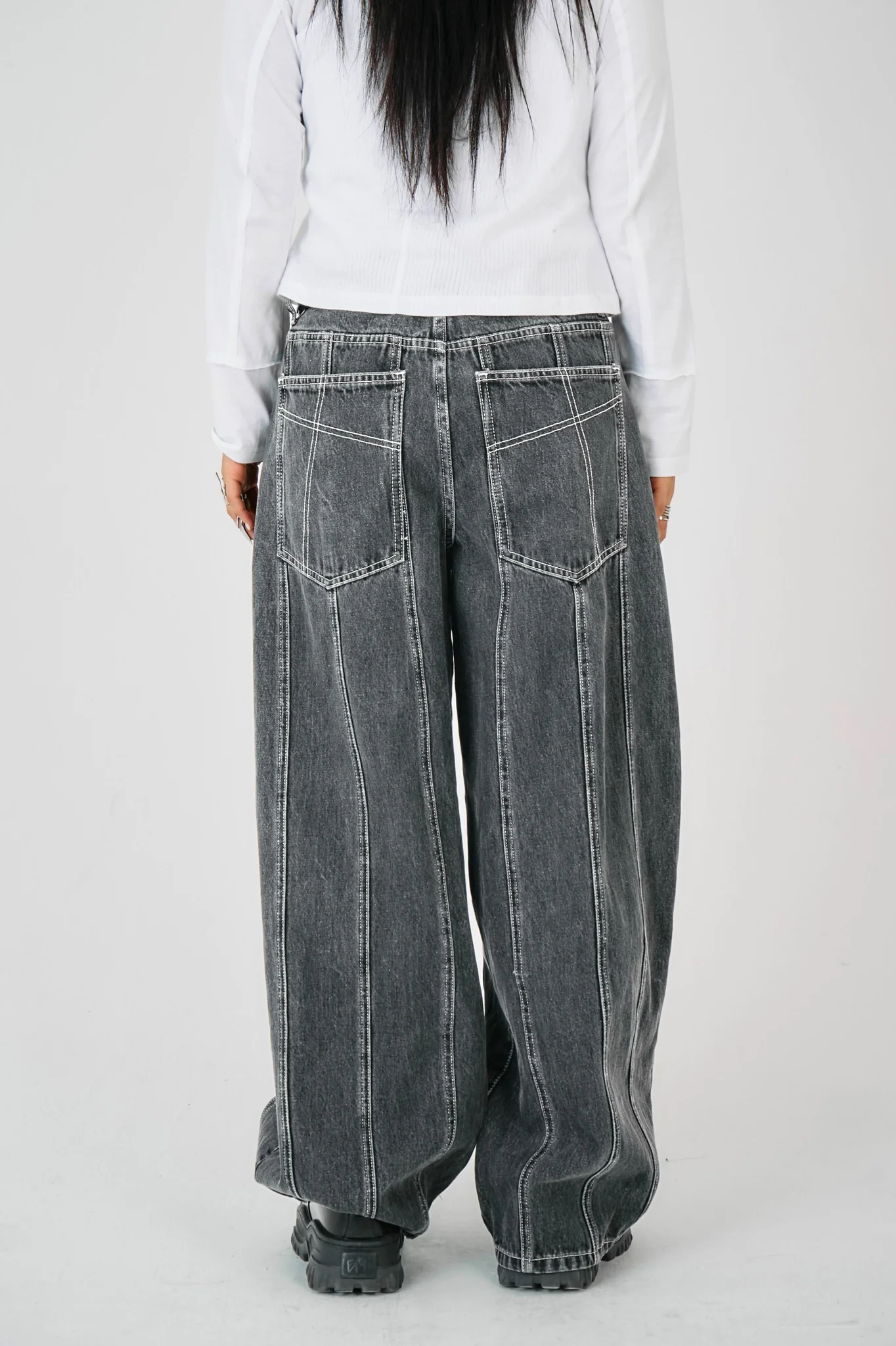 Grey Rinse Panel Seam Jeans - Image 5