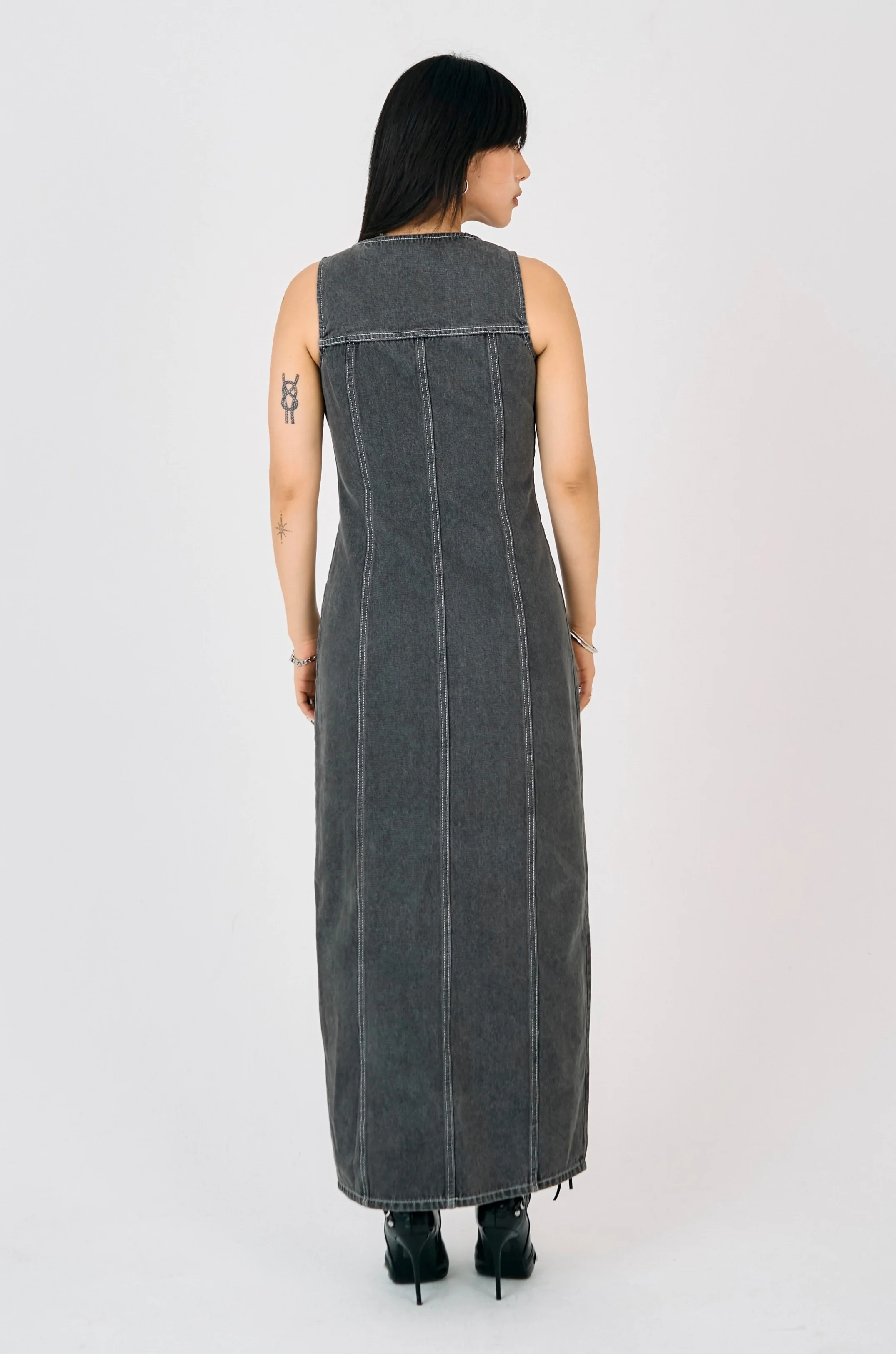 Defence Panel Seam Denim Maxi Dress - Image 5