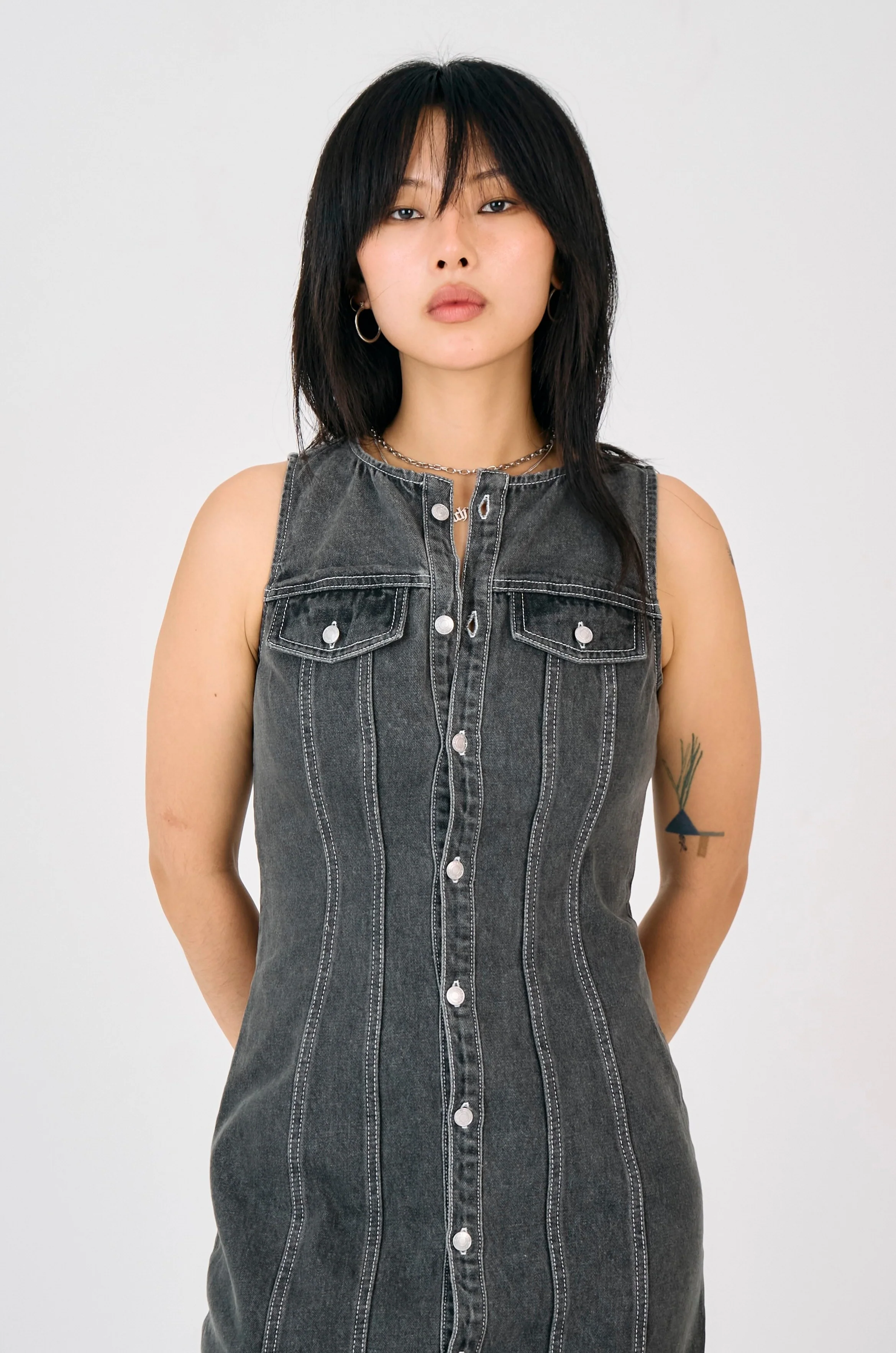 Defence Panel Seam Denim Maxi Dress - Image 7