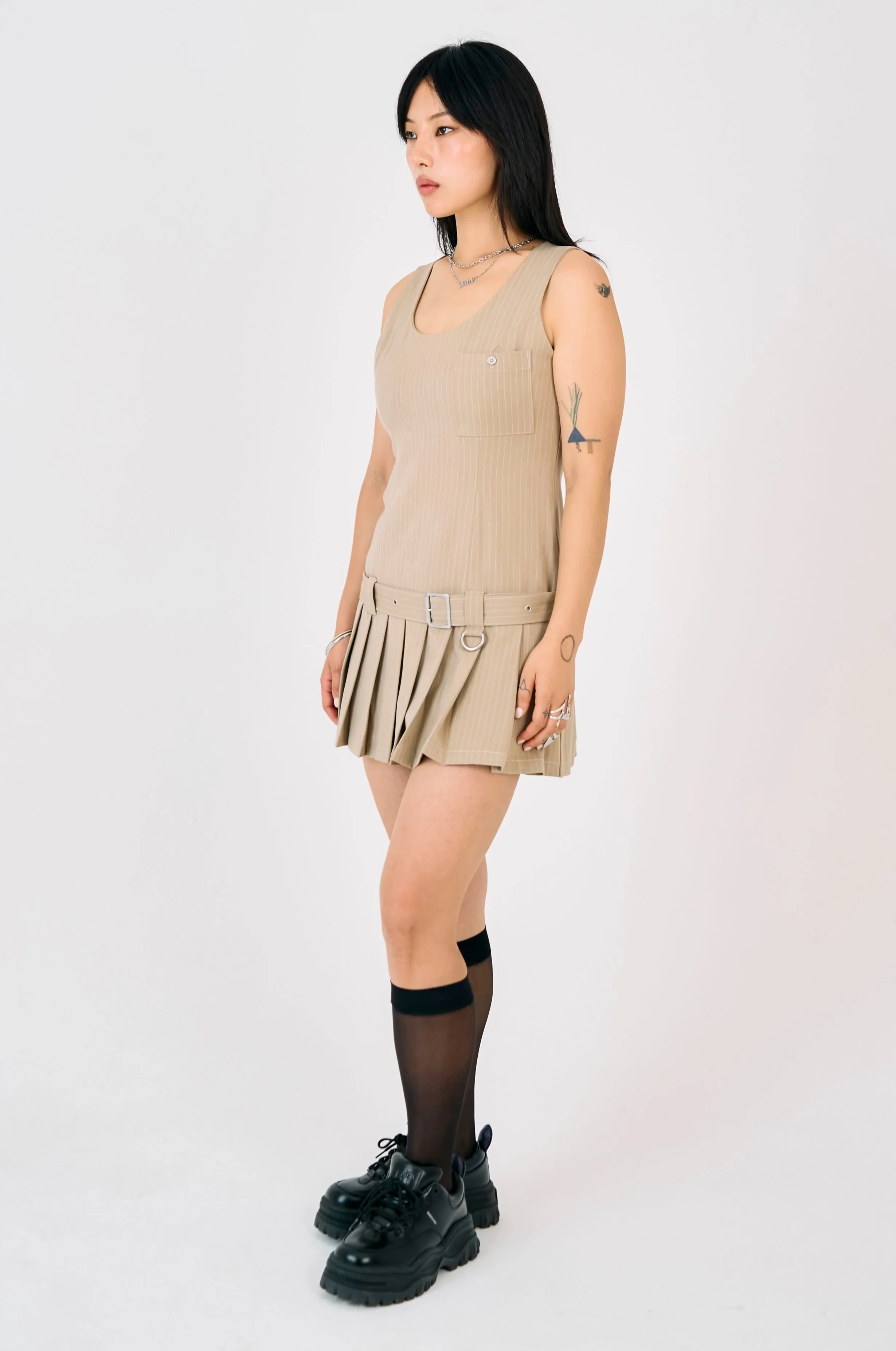 Draper Pleated Mini Dress - Image 3