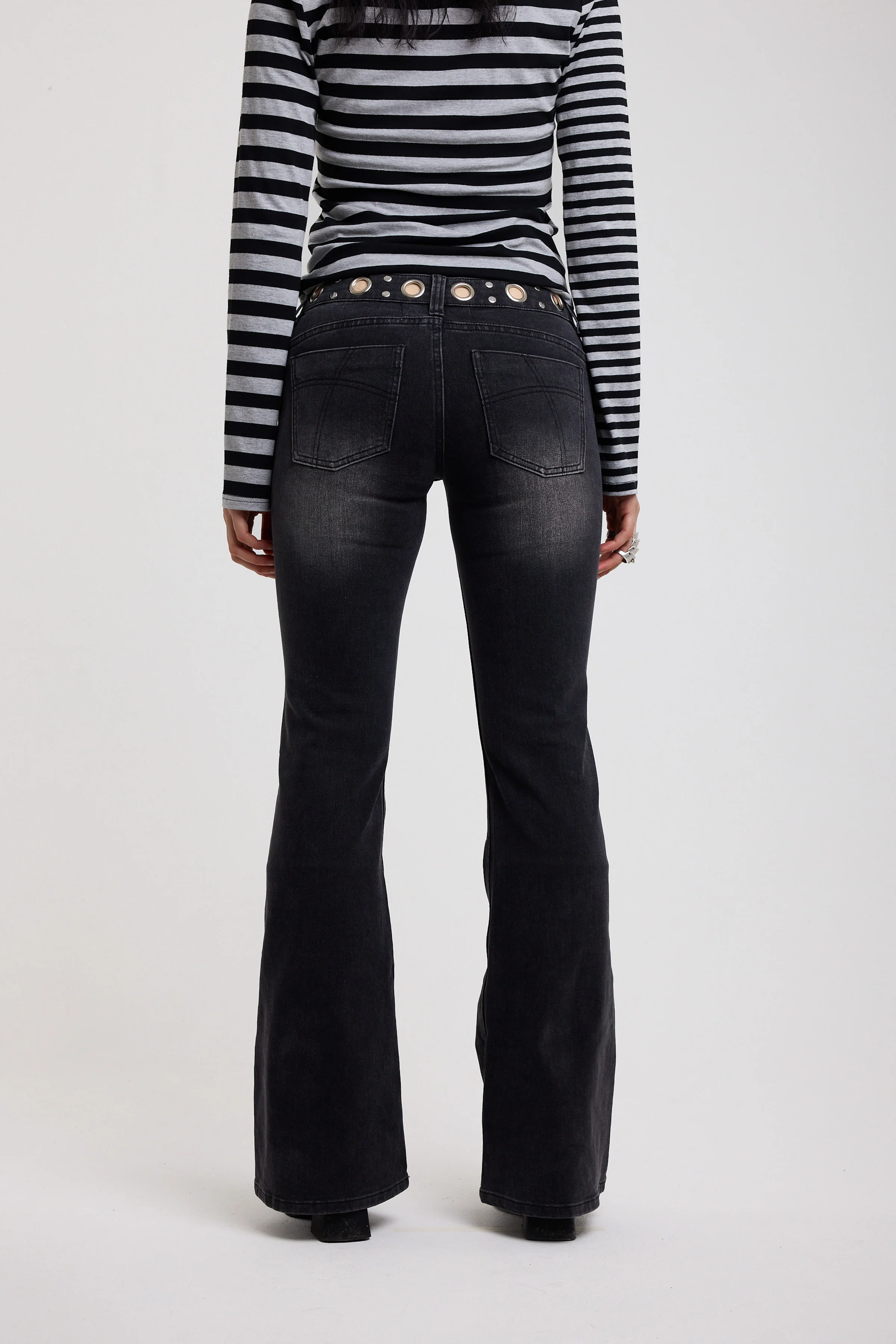 Grade Black Low Rise Eyelet Flare Jeans - Image 9