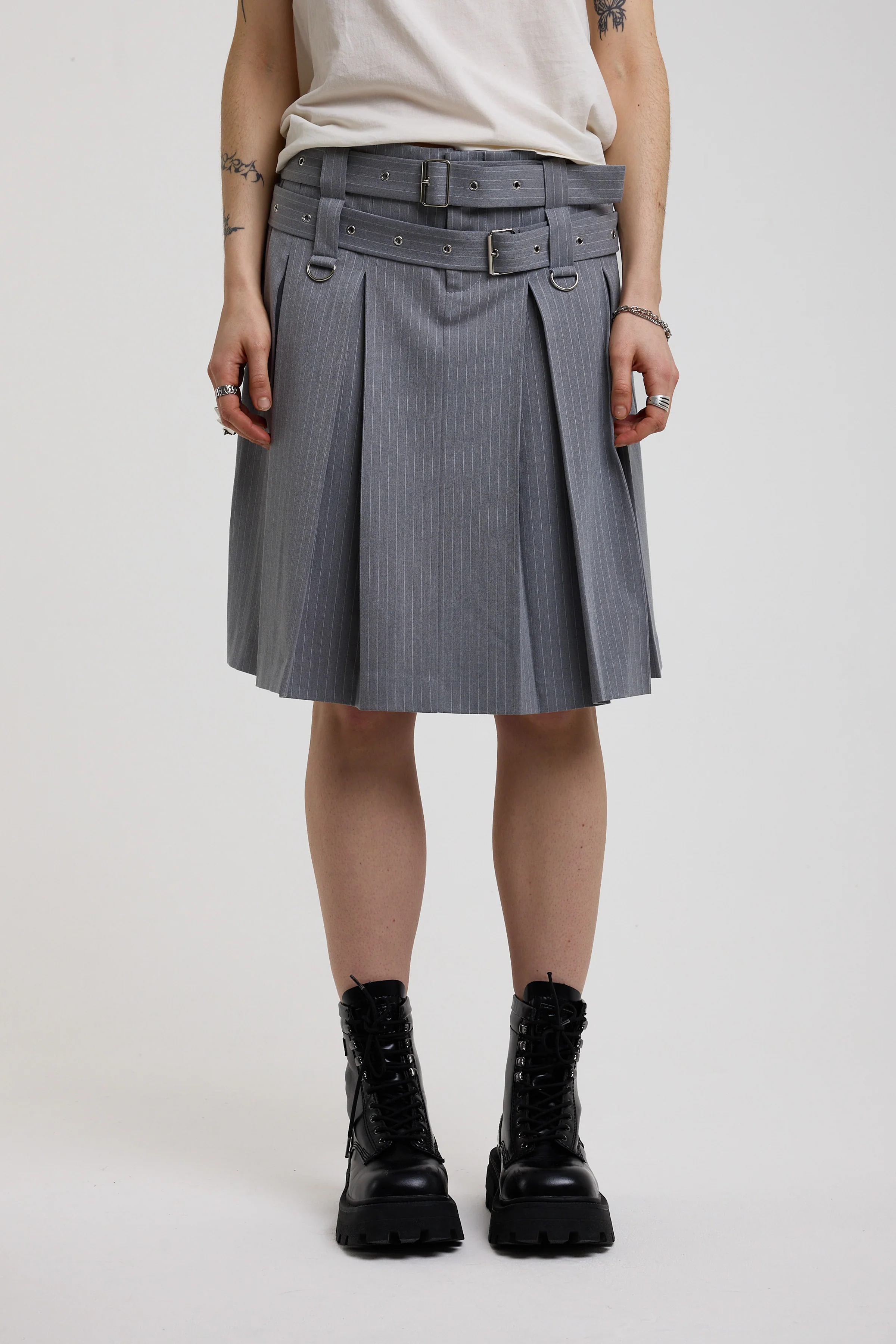 Task Pinstripe Awkward Midi Skirt - Image 7